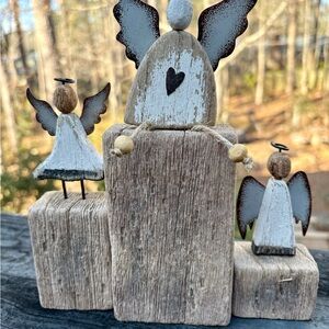 Rustic Wooden Angel Figurines